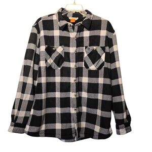 Racks And Reels Men's Black and White Plaid Button-Up Flanne Shirt Shacket L NWT
